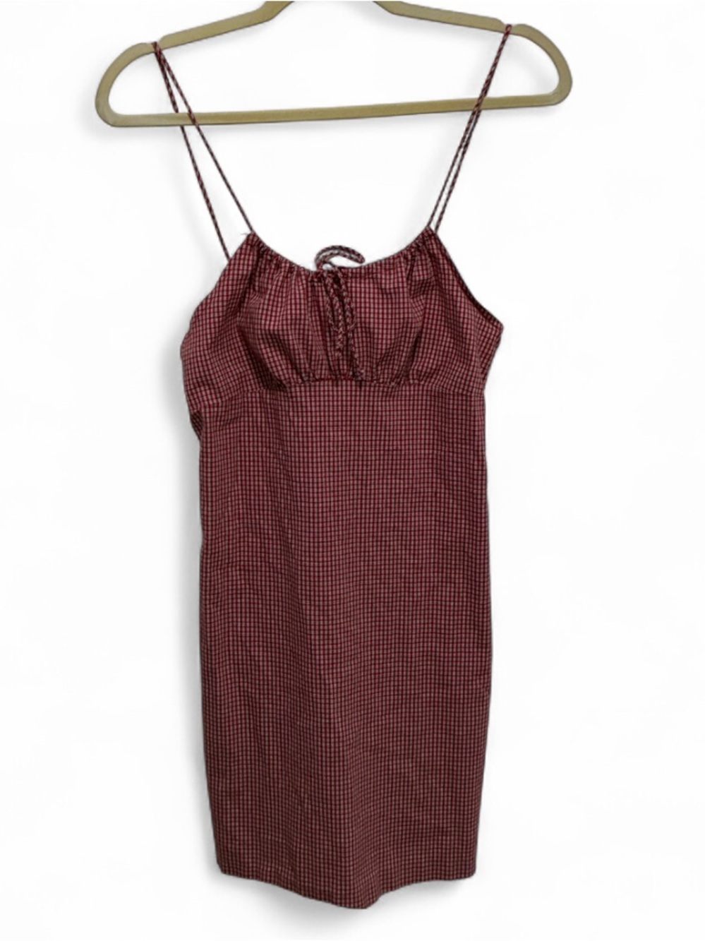 Vintage Splurge Red Gingham Spaghetti Strap Milkmaid Mini Dress